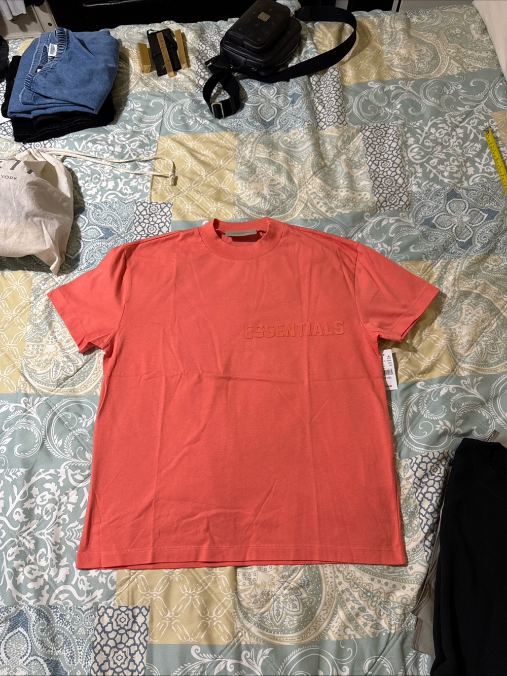 FOG - ESSENTIALS FEAR OF GOD Mens T-Shirt Coral Size Small (XS) Brand New Tags